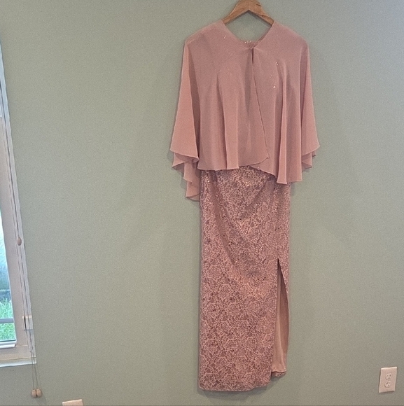 Oleg Casini Dusty Pink Mother Of The Bride Or Groom Gown With Shawl Size 6 - Picture 3 of 13